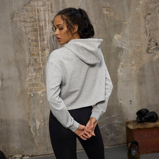 Everlast® EVERLAST Womens Iconic Logo Cropped Sweat Hoodie Sweatshirt Grey