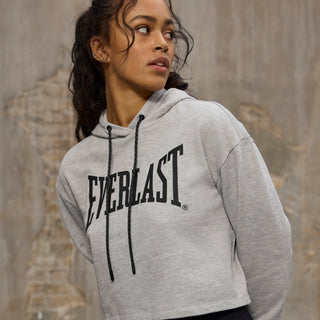 Everlast® EVERLAST Womens Iconic Logo Cropped Sweat Hoodie Sweatshirt Grey