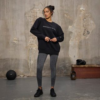 Everlast® Sport EVERLAST Womens Oversized Greatness Is Within Crew Sweat Sweatshirt Black