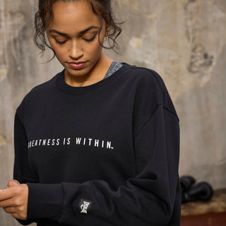 Everlast® Sport EVERLAST Womens Oversized Greatness Is Within Crew Sweat Sweatshirt Black