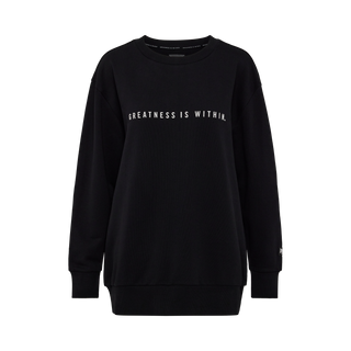 Everlast® Sport EVERLAST Womens Oversized Greatness Is Within Crew Sweat Sweatshirt Black