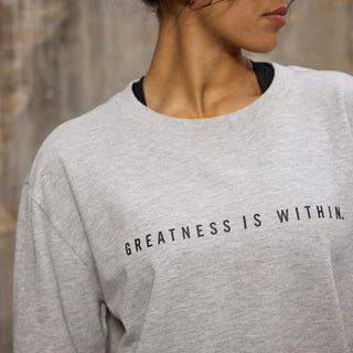 Everlast® Sport EVERLAST Womens Oversized Greatness Is Within Crew Sweat Sweatshirt Grey