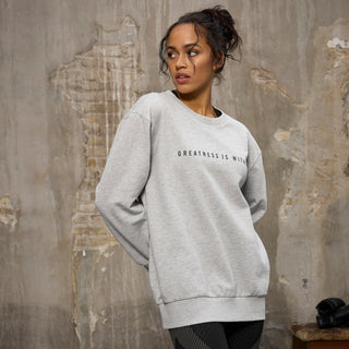 Everlast® Sport EVERLAST Womens Oversized Greatness Is Within Crew Sweat Sweatshirt Grey