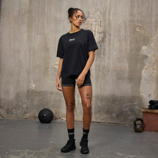 Everlast® Sport EVERLAST Womens SS Oversized Iconic Cotton Stretch Tee T-shirt Black