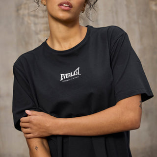 Everlast® Sport EVERLAST Womens SS Oversized Iconic Cotton Stretch Tee T-shirt Black