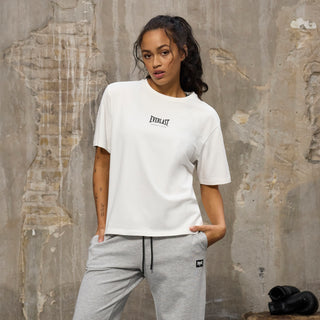 Everlast® Sport EVERLAST Womens SS Oversized Iconic Cotton Stretch Tee T-shirt White