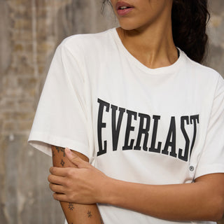 Everlast® EVERLAST Womens SS Oversized Iconic Logo Cotton Stretch Tee T-shirt White